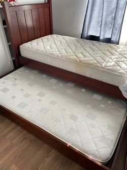 Twin Wood Bed Frame with Storage Drawer