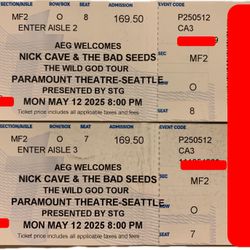 2 Tickets For Nick Cave At The Paramount 