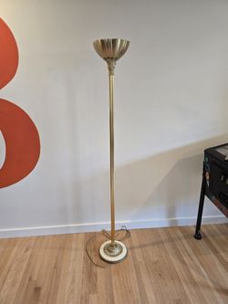 Victorian Style Brass Torchiere Floor Lamp
