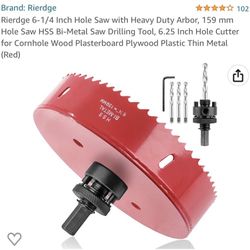 Rierdge 6-1/4 Inch Hole Saw with Heavy Duty Arbor, 159 mm Hole Saw HSS Bi-Metal Saw Drilling Tool, 6.25 Inch Hole Cutter for Cornhole Wood Plasterboar