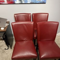 4 Leather Stools and Table