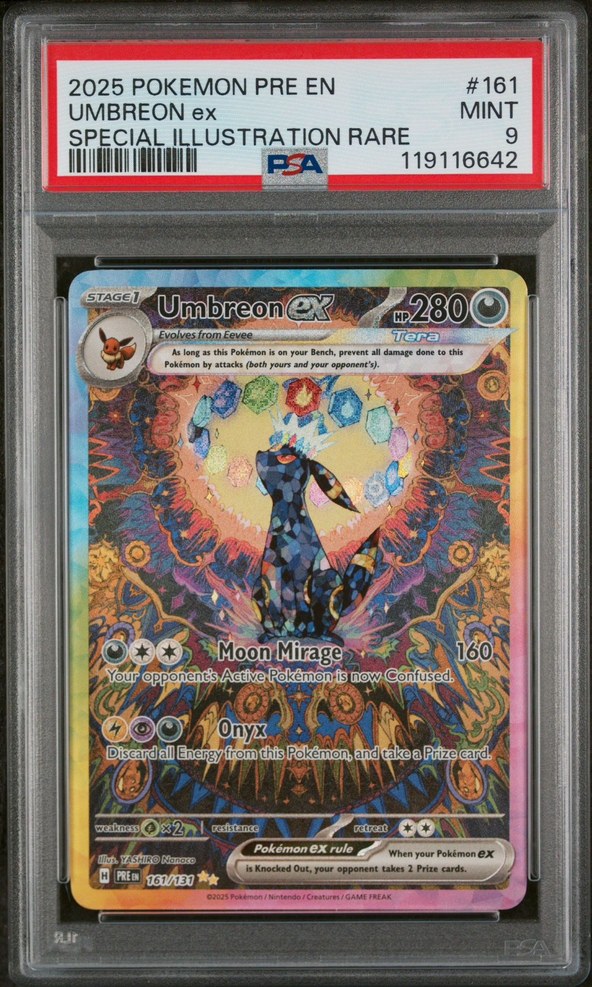 2025 POKEMON PRE EN-PRISMATIC EVOLUTIONS #161 UMBREON EX SPECIAL ILLUSTRATION RARE PSA9