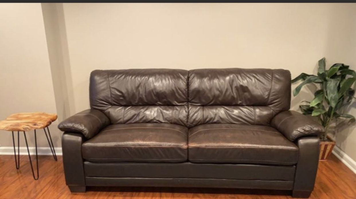 Leather Sofa And Large Chair Sold As Set 250