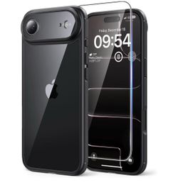 TAURI for iPhone Air Case, with Screen Protector, Black Full Camera Protection, Anti-Yellowing Military-Grade Protection Shockproof Slim Phone Case fo