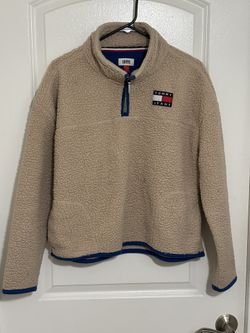 Tommy Hilfiger Women’s  1/4 Snap Sherpa Fleece Pullover Tan Size L