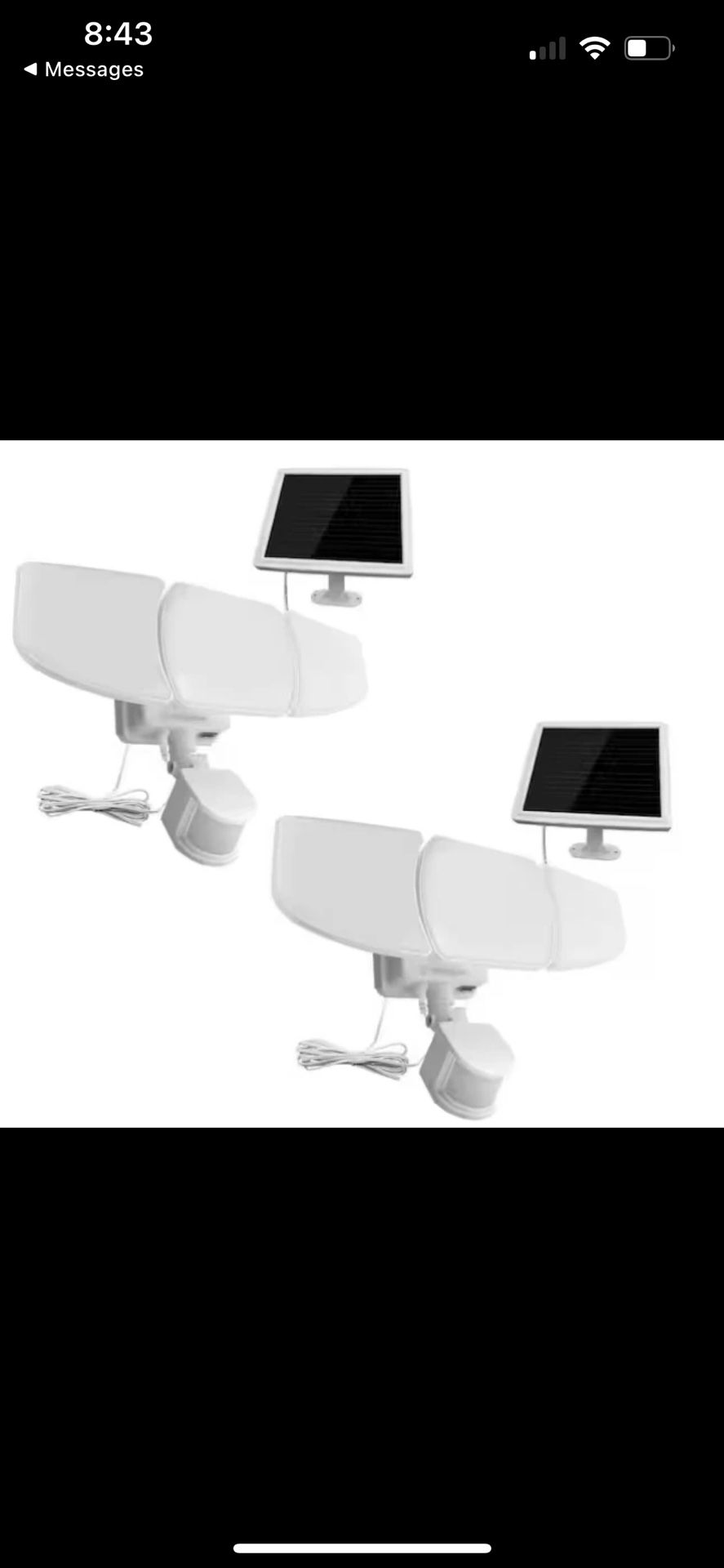 Westinghouse 2000 Lumen Solar Powered Security Light, Motion Sensor, White, 2-pk