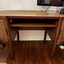 Caned Accent Dark Brown Desk 