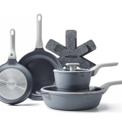 Pots and Pans Set, Non Toxic Ceramic Nonstick Cookware Set, Nonstick Pan Skillet Set, Healthy nonstick frying pan set, PTFE PFOA & PFAS Free, Inductio