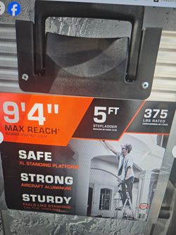 5 ft Aluminum Stepladder 375 lbs Rated