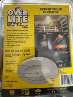 Over Lite Ultra Overhead Motion Activated LED Light Remote Control Brightness