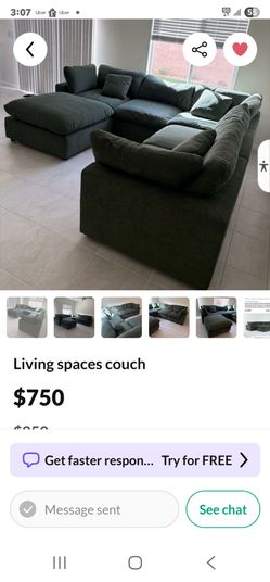 Large Dark Green Modular Sectional Sofa