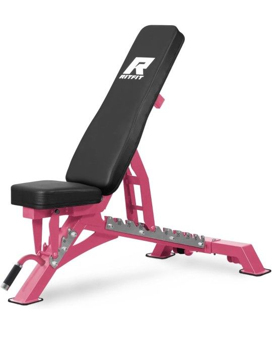 RITFIT Adjustable Weight Bench with Multiple Back Positions for Full Body Workouts, Incline, Decline, and Flat Settings for Home Gym Strength Training