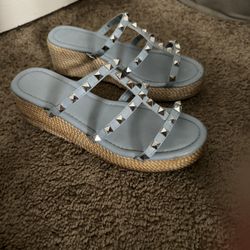 Baby Blue Spikey Wedges