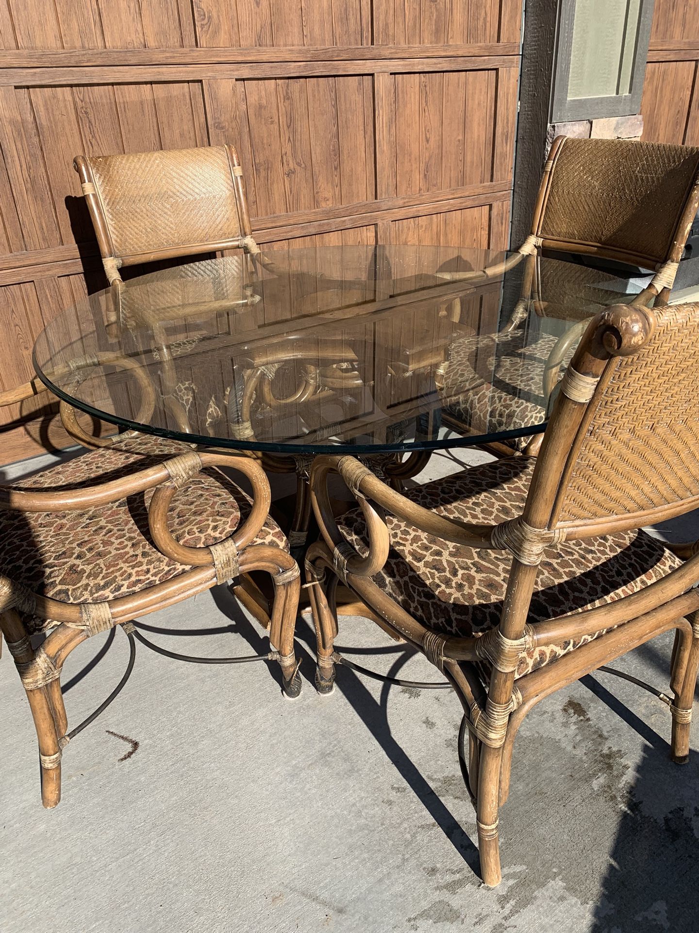 Bamboo Glass Table With Chairs