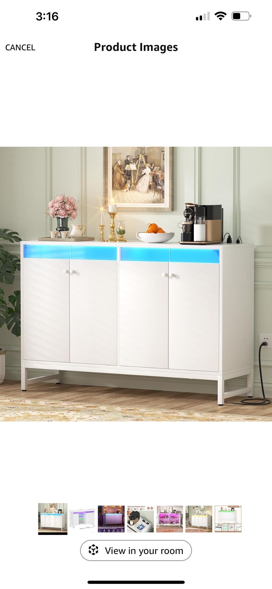 White Cabinet With LED Light