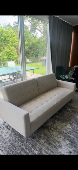 Modern Gray Convertible Sofa Bed – Tufted Futon