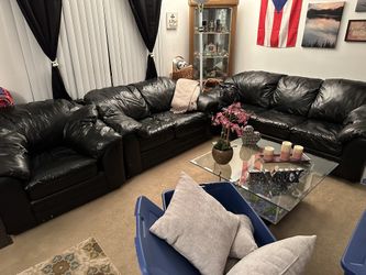 Leather sofa set, sofa, loveseat and chair 3pc Set