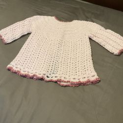 Fantastic Handmade Crochet Baby Girls Pink Jacket Age 12 To 24 Months