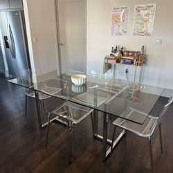 Glass Dining Room Table & Chairs