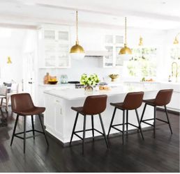 Set of 4Counter Height Bar Stool with Faux Leather seat (Set of 4)Faux Leather seat (Set of 4)Dark Brown 24 in