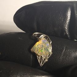 natural opal leaf pendant 