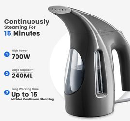 Steamer for Clothes, Portable Handheld Design, 240ml Big Capacity, 700W, Strong Penetrating Steam, Removes Wrinkle, for Home, Office(ONLY FOR 120V)