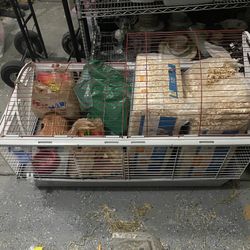 Bunny Rabbit Guinea Pig cage home with supplies bedding, food, hay, & treats huge big