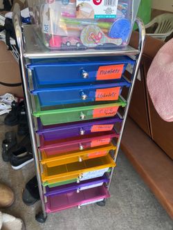 10-Drawer Rolling Organizer Cart – Chrome Frame Storage Cabinet
