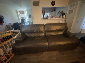 Leather motorized couch