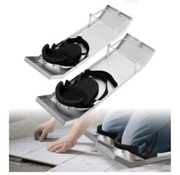 Concrete Knee Boards,28”x 8” Stainless Steel Concrete Knee Boards Slider,Board Straps for Concrete Finishing,Moving Sliders for Concrete Work