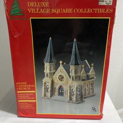 Dickens Collectibles Stone Cathedral Church Hand Painted Porcelain 