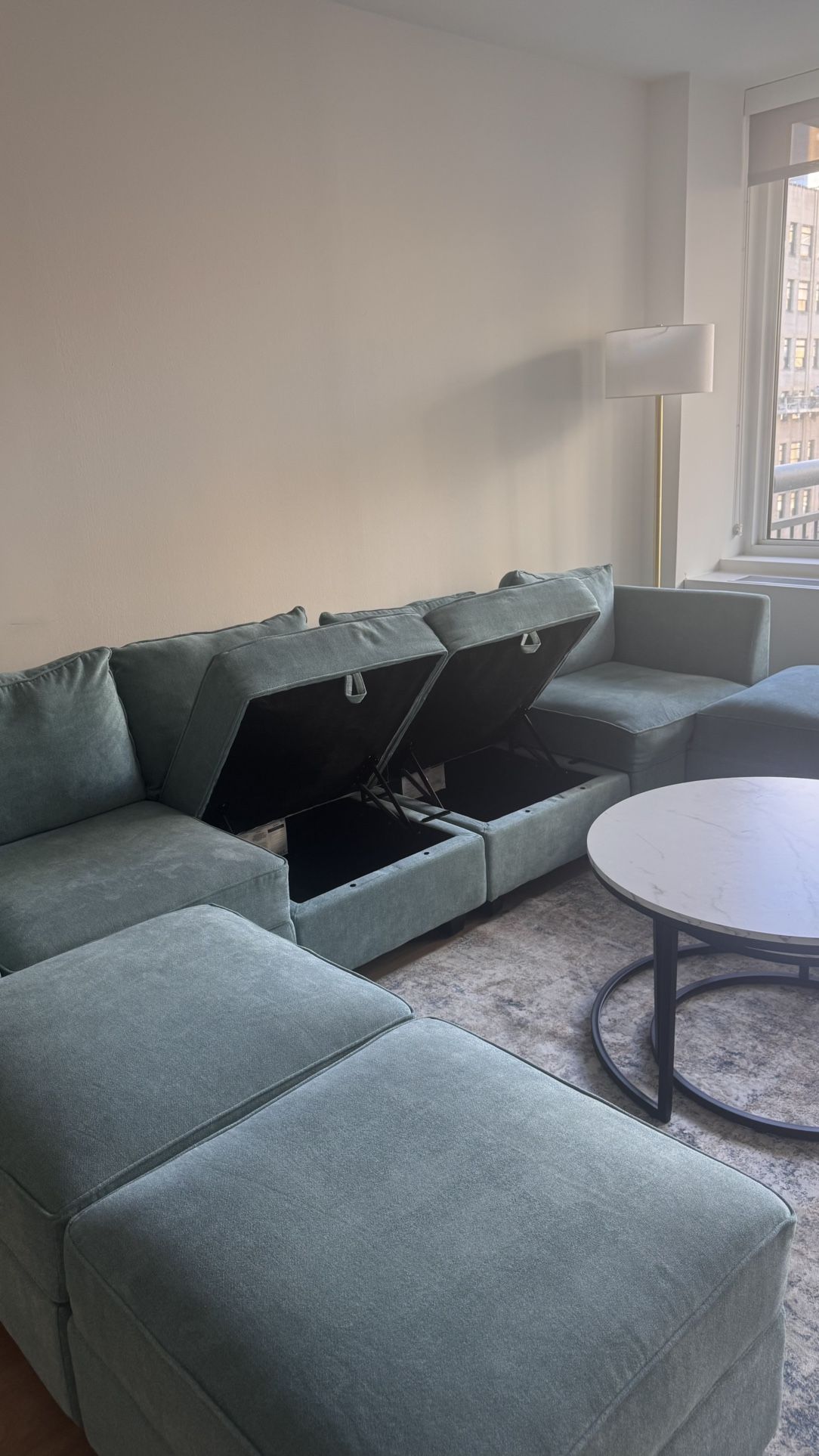 Modular U Shape Sectional Sofa With Storage Ottoman 