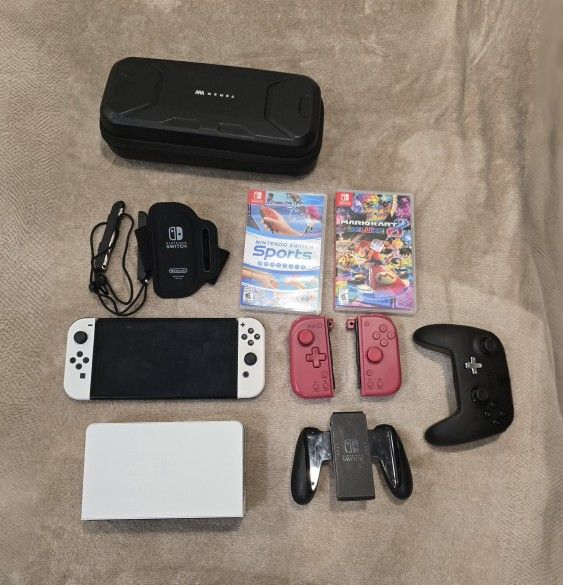 Nintendo Switch OLED Bundle with Games and Controllers