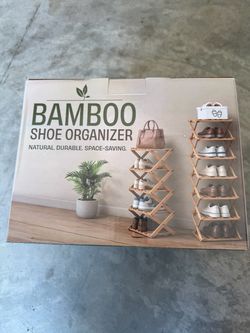 Bamboo Shoe Rack - Foldable Narrow Shoe Organizer