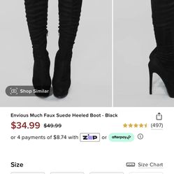 FASHION NOVA Envious Much Faux Suede Heeled Boot