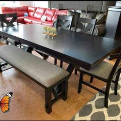 HAVAN ESPRESSO/GRAY DINING SETS TABLES 4 CHAİRS AND BENCHES 