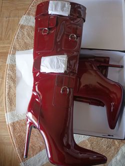 Beautiful red velvet boots