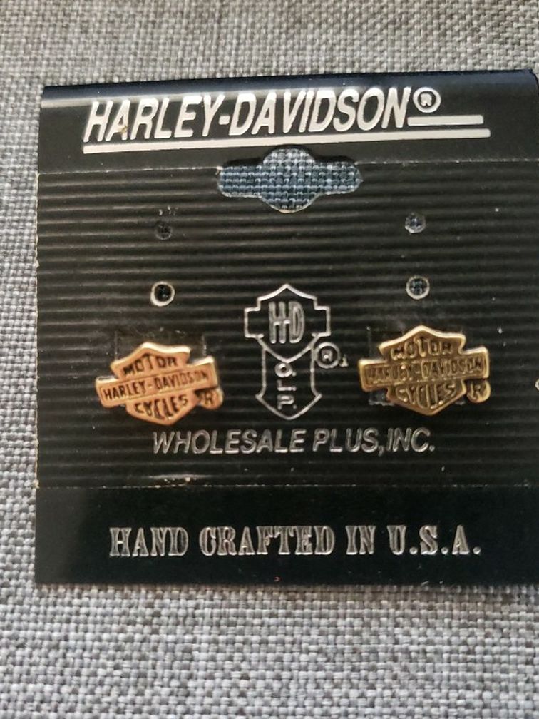 Harley Davidson Registered Gold Earrings