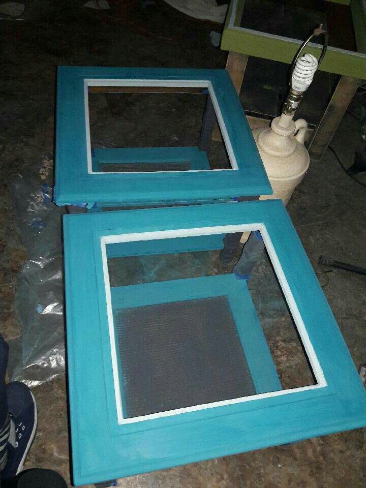 Blue side tables