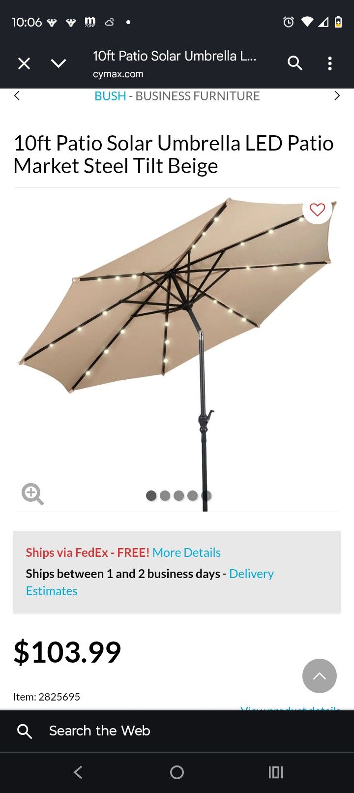 10 Ft Solar Umbrella