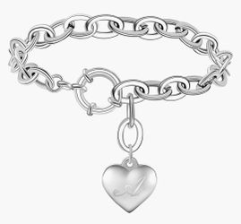 NEW Sialin  'A' Initial Charm Heart Bracelet 