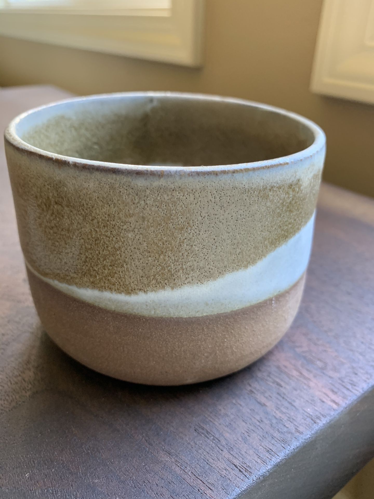 Unique handmade ceramic plant pots in beige and white glaze