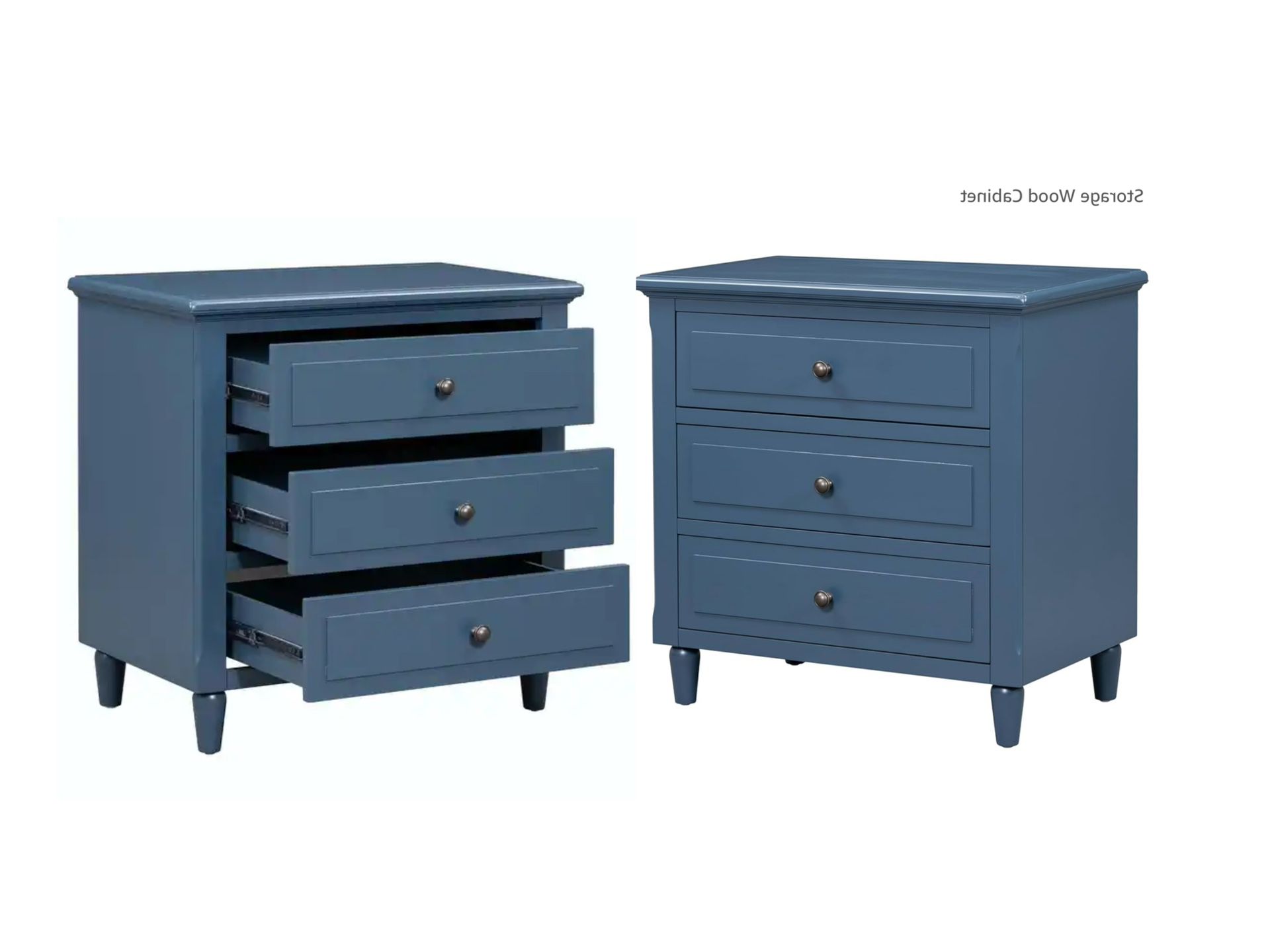 Set Of 2 -28”  3-Drawer Nightstand Storage Wood Cabinet [NEW] [NO ASSEMBLY NECESSARY