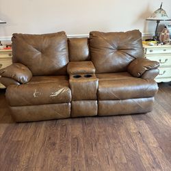 Brown Sofa - Recliners