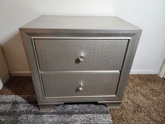 Crown Mark Lyssa two-d' n's in a champagne finish with a crocodile-embossed pattern and faux crystal knobs