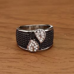 Leaf Artificial Diamond Inlaid Ring size 6
