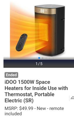 iDOO 1500W Space Heaters for Inside Use with Thermostat, Portable Electric Heater with Remote 