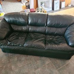 Dark Green Leather Sofa