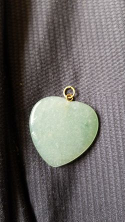 large gold filled jade heart pendant