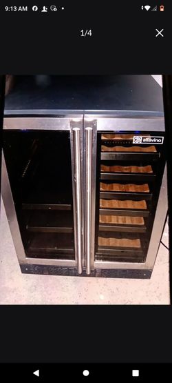 AllAVINO RESERVA SERIES 24" WIDE TWO DOOR STAIN LESS STEEL WINE COOLER BEVERAGE CENTER